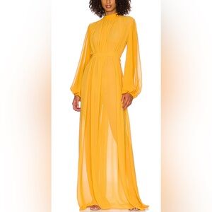 Andrea Iyamah Long Sleeve Flowing Yellow Maxi Dress